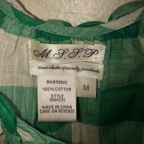 MSSP green/off white gauzy cotton blouse - Picture 3 of 4